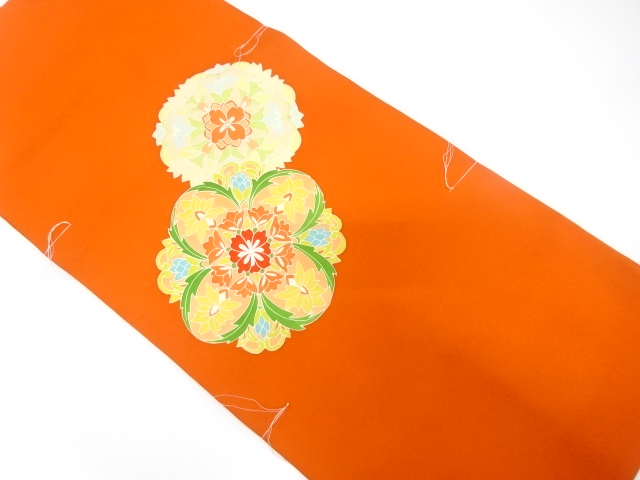 未使用品　塩瀬　華紋模様　刺繍　名古屋帯